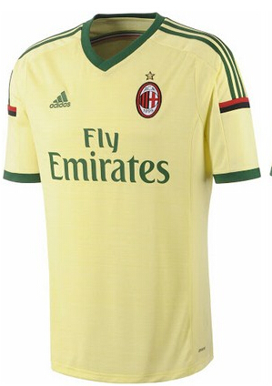 14/15 AC Milan Away Yellow Soccer Jersey Shirt