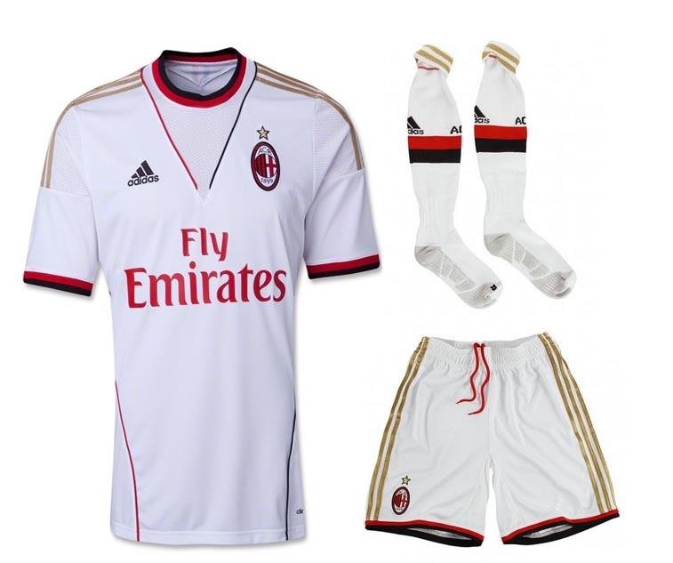 13-14 AC Milan Away White Whole Kit(Shirt+Short+Socks)
