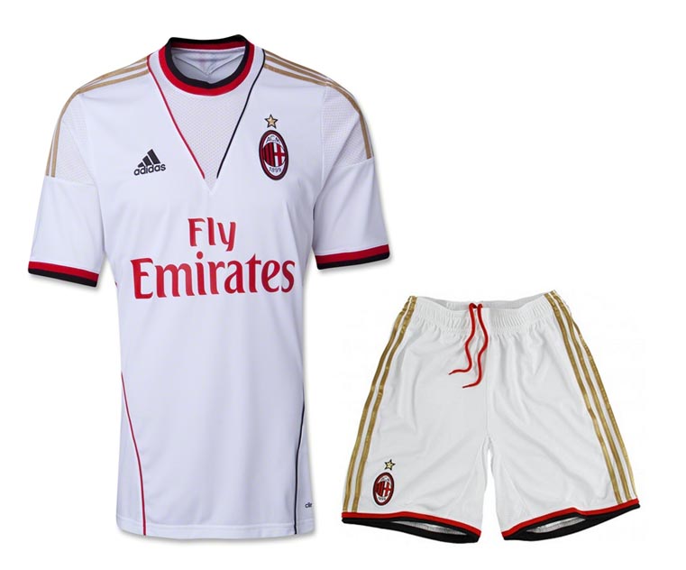 13-14 AC Milan Away White Jersey Kit(Shirt+Short)