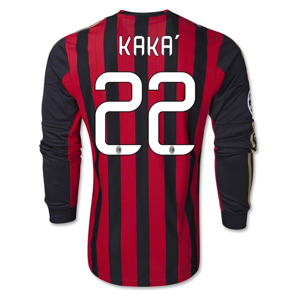 13-14 AC Milan #22 KAKA Home Long Sleeve Soccer Jersey Shirt