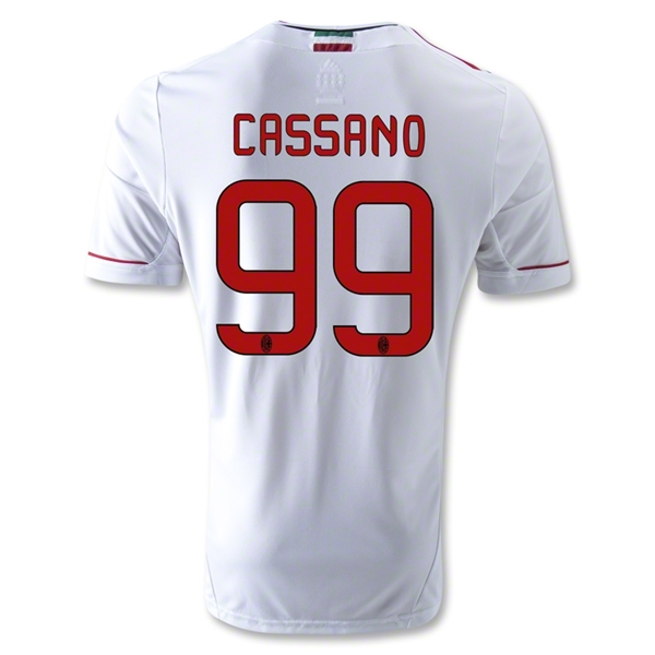12/13 AC Milan #99 Cassano Away Thailand Qualty White Soccer Jersey Shirt