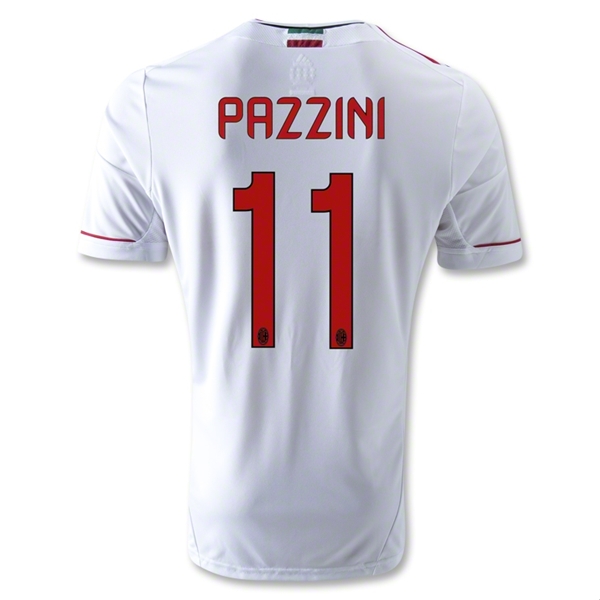 12/13 AC Milan #11 Pazzini Away Thailand Qualty White Soccer Jersey Shirt