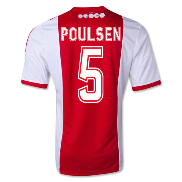 13-14 Ajax #5 Poulsen Home Soccer Jersey Shirt