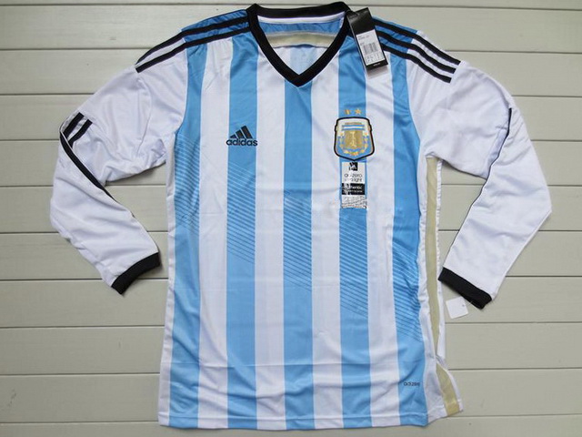 2014 Argentina Home Soccer Long Sleeve Jersey Shirt