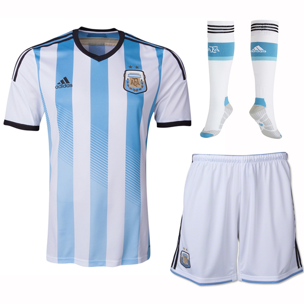 2014 Argentina Home Soccer Jersey Whole Kit(Shirt+Short+Socks)