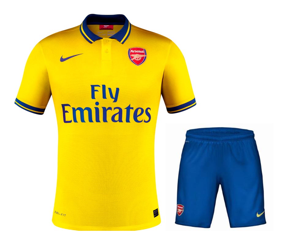 13-14 Arsenal Away Yellow Jersey Kit(Shirt+Short)