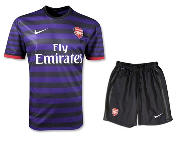 12/13 Arsenal Away Black and Blue Soccer Jersey Kit (Shirt+Short)