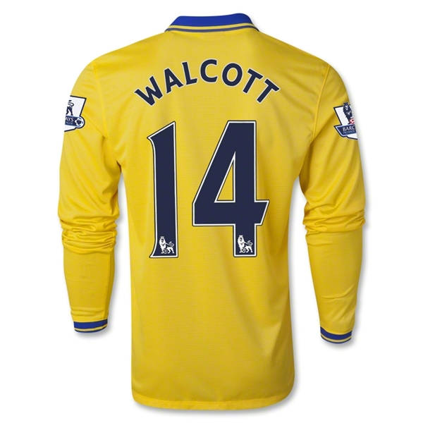 13-14 Arsenal #14 WALCOTT Away Yellow Long Sleeve Jersey Shirt