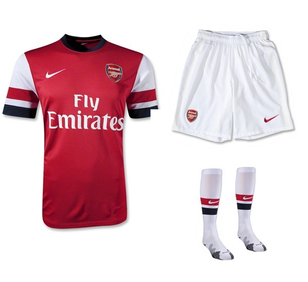 12/13 Arsenal Home Red Soccer Jersey Whole Kit (Shirt+Short+Socks)
