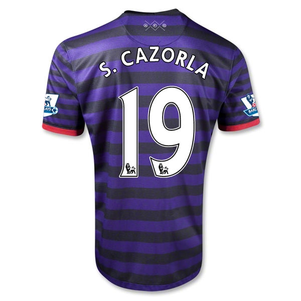 12/13 Arsenal #19 S.Cazorla Away Black and Blue Soccer Jersey Shirt Replica