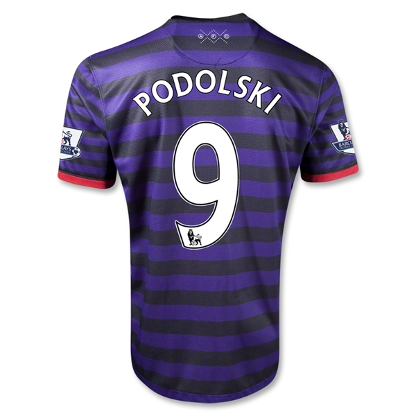 12/13 Arsenal #9 Podolski Away Black and Blue Soccer Jersey Shirt Replica