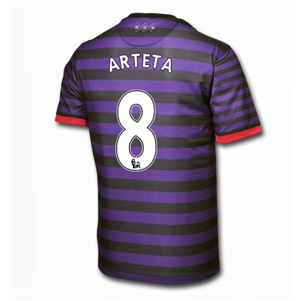 12/13 Arsenal #8 Arteta Away Black and Blue Soccer Jersey Shirt Replica
