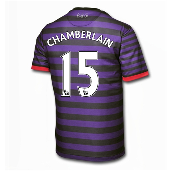 12/13 Arsenal #15 CHAMBERLAIN Away Black and Blue Soccer Jersey Shirt Replica