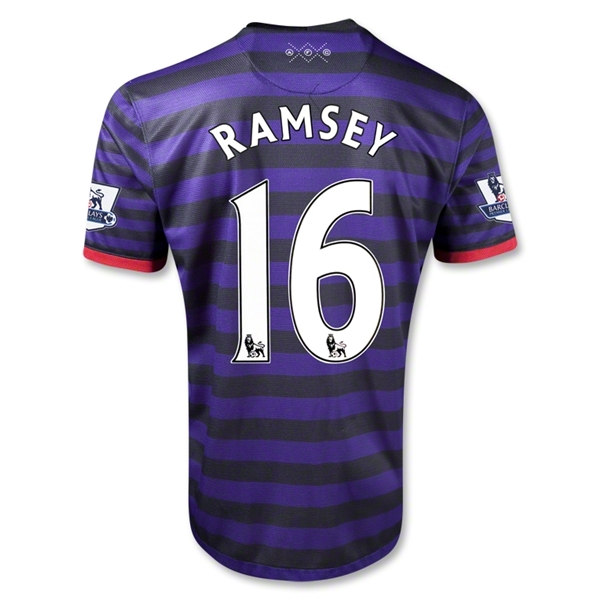 12/13 Arsenal #16 Ramsey Away Black and Blue Soccer Jersey Shirt Replica