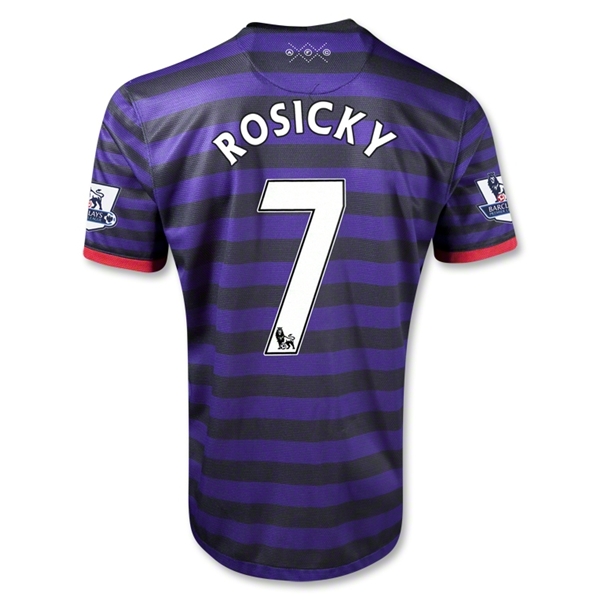 12/13 Arsenal #7 Rosicky Away Black and Blue Soccer Jersey Shirt Replica
