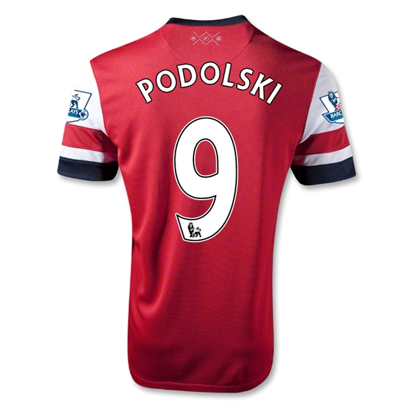 12/13 Arsenal #9 Podolski Home Red Soccer Jersey Shirt Replica