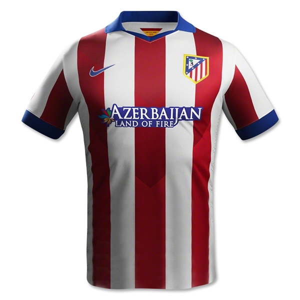 14/15 Atletico Madrid Home Red & White Soccer Jersey Shirt