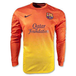 12/13 Barcelona Orange Away Long Sleeved Soccer Jersey Shirt Replica