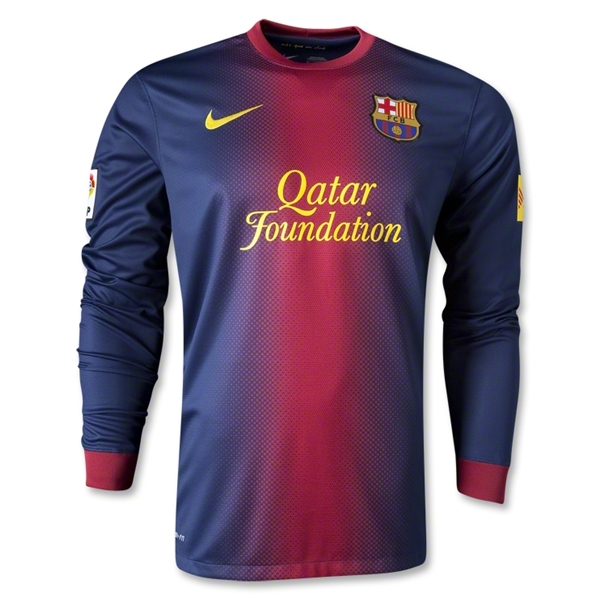 12/13 Barcelona Home Long Sleeved Soccer Jersey Shirt Replica