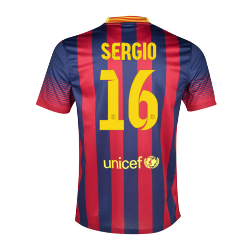 13-14 Barcelona #16 Sergio Home Soccer Jersey Shirt