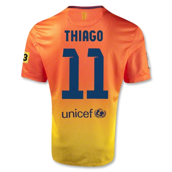 12/13 Barcelona #11 Thiago Orange Away Soccer Jersey Shirt Replica