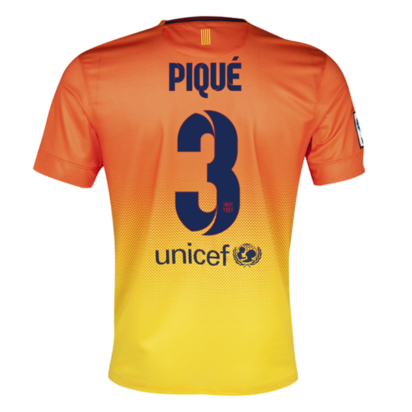 12/13 Barcelona #3 Pique Orange Away Soccer Jersey Shirt Replica