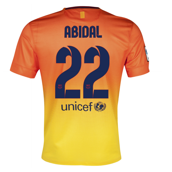 12/13 Barcelona #22 Abiadl Orange Away Soccer Jersey Shirt Replica