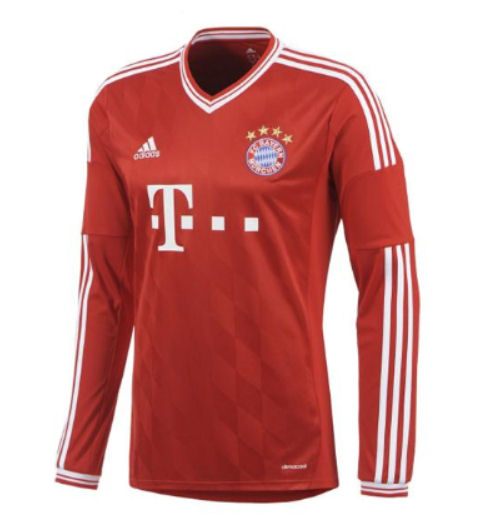 13-14 Bayern Munich Home Red Long Sleeve Jersey Shirt