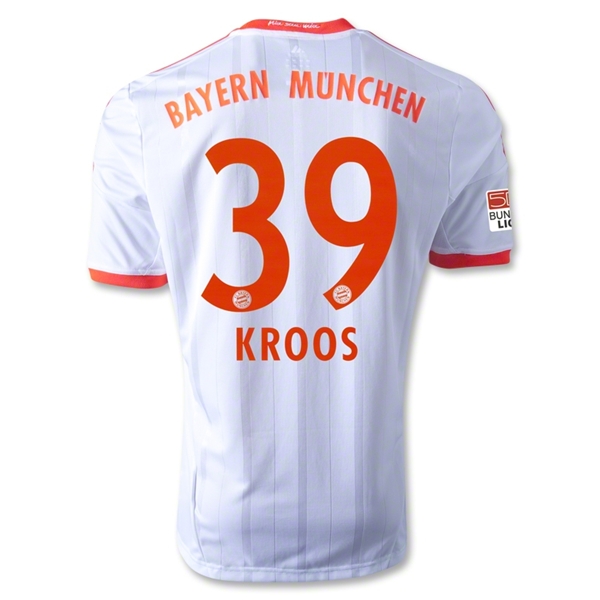 12/13 Bayern Munich #39 Kroos White Away Soccer Jersey Shirt Replica