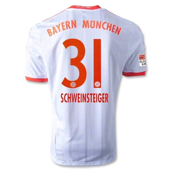 12/13 Bayern Munich #31 Schweinsteiger White Away Soccer Jersey Shirt Replica