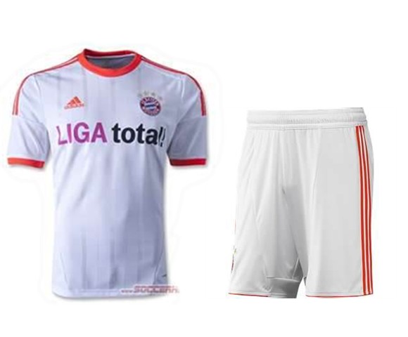 12/13 Bayern Munich White Away Soccer Jersey Kit (Shirt+Short)