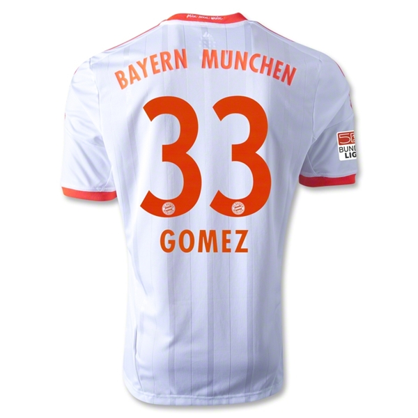 12/13 Bayern Munich #33 Gomez White Away Soccer Jersey Shirt Replica
