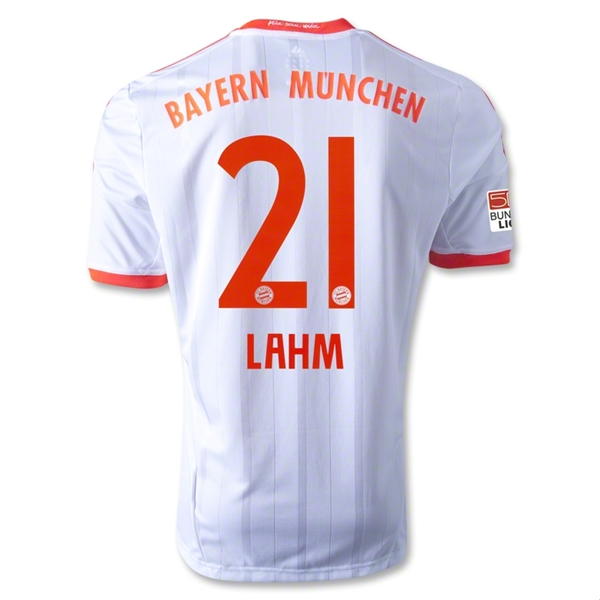 12/13 Bayern Munich #21 Lahm White Away Soccer Jersey Shirt Replica