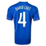 2013 Brazil #4 DAVID LUIZ Blue Away Jersey Shirt Replica