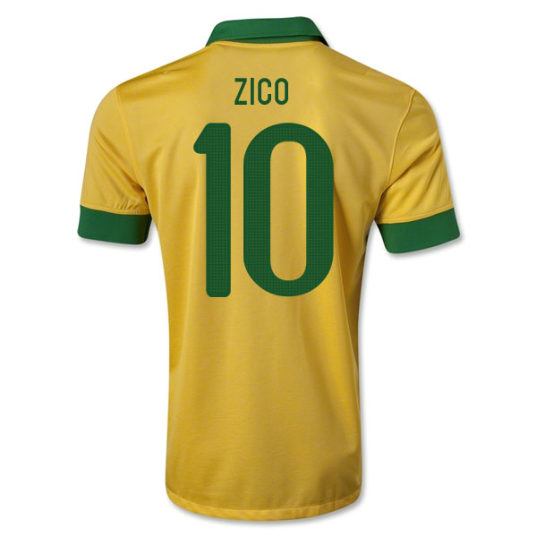 13/14 Brazil #10 Zico Yellow Home Jersey Shirt Replica