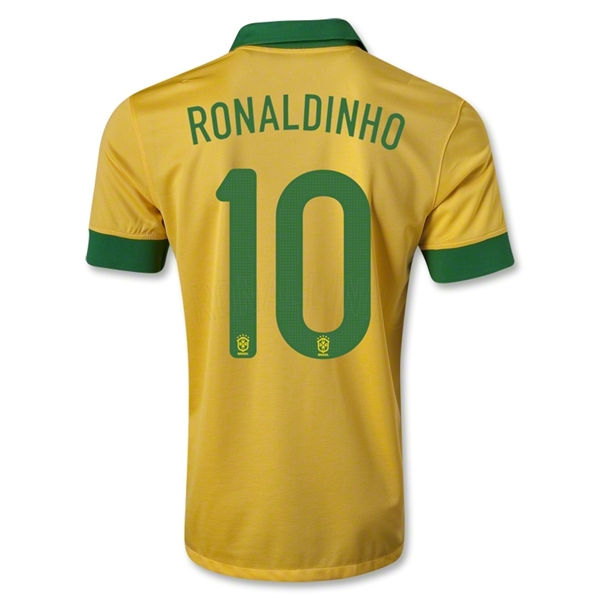 13/14 Brazil #10 RONALDINHO Yellow Home Jersey Shirt Replica