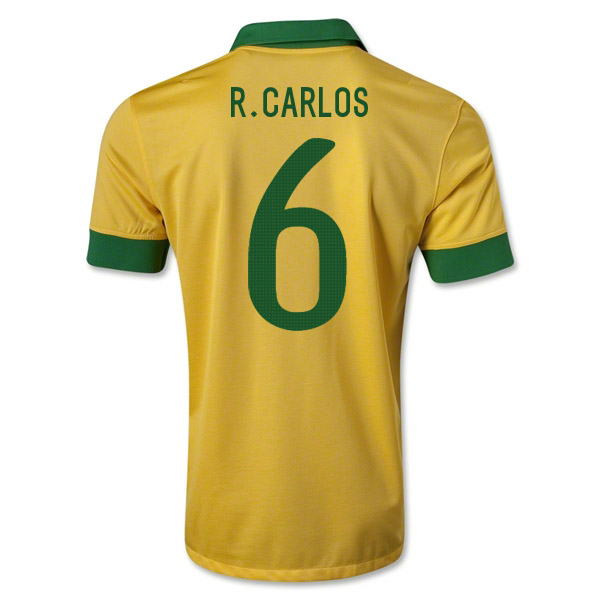 13/14 Brazil #6 R.Carlos Yellow Home Jersey Shirt Replica