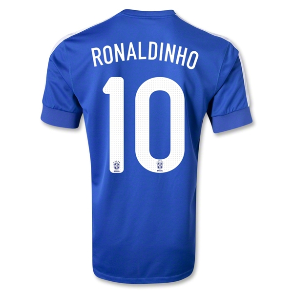 2013 Brazil #10 RONALDINHO Blue Away Jersey Shirt Replica
