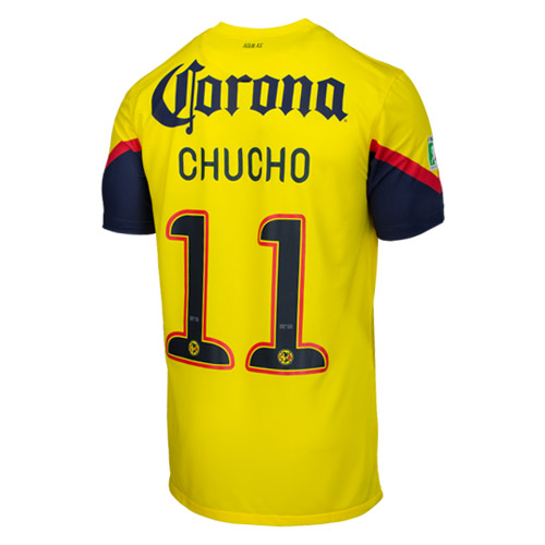 12/13 Club America Aguilas Chucho #11 Home Yellow Soccer Jersey Shirt Replica