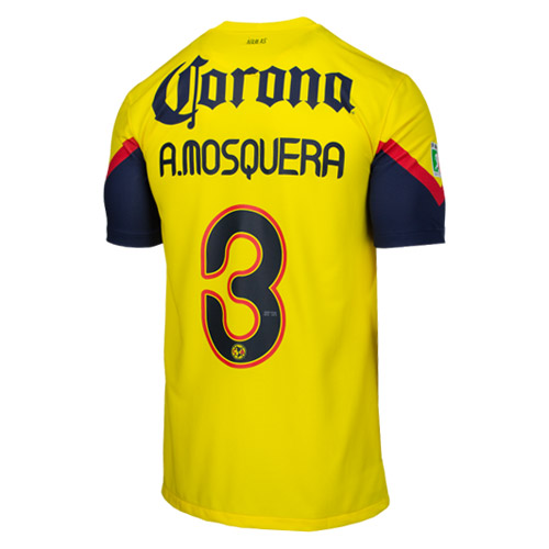 12/13 Club America Aguilas A.Mosquera #3 Home Yellow Soccer Jersey Shirt Replica