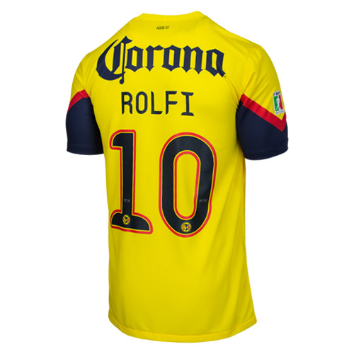 12/13 Club America Aguilas Rolfi #10 Home Yellow Soccer Jersey Shirt Replica