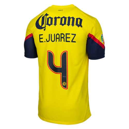 12/13 Club America Aguilas E.Juarez #4 Home Yellow Soccer Jersey Shirt Replica