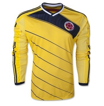2014 Colombia Home Long Sleeve Yellow Jersey Shirt