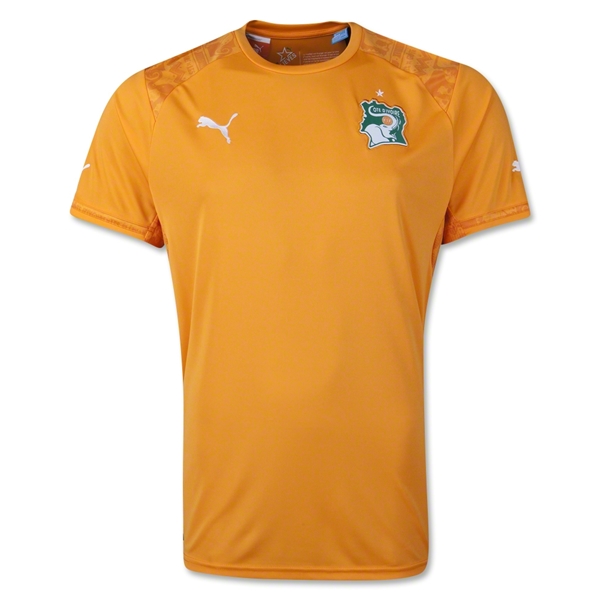 2014 World Cup Cote d'Ivoire Home Orange Soccer Jersey Shirt
