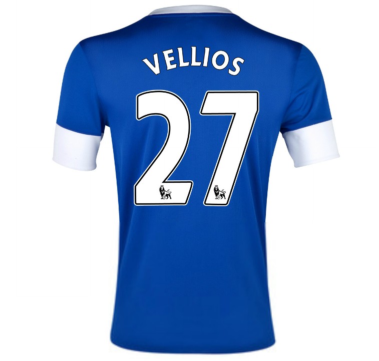 12/13 Everton Home Vellios #27 Blue Soccer Jersey Shirt Replica