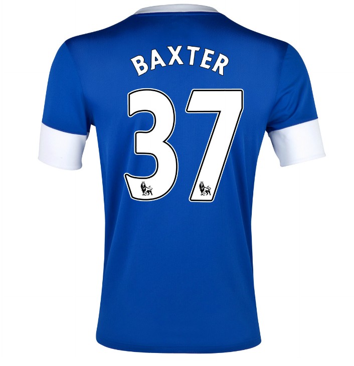 12/13 Everton Home Baxter #37 Blue Soccer Jersey Shirt Replica