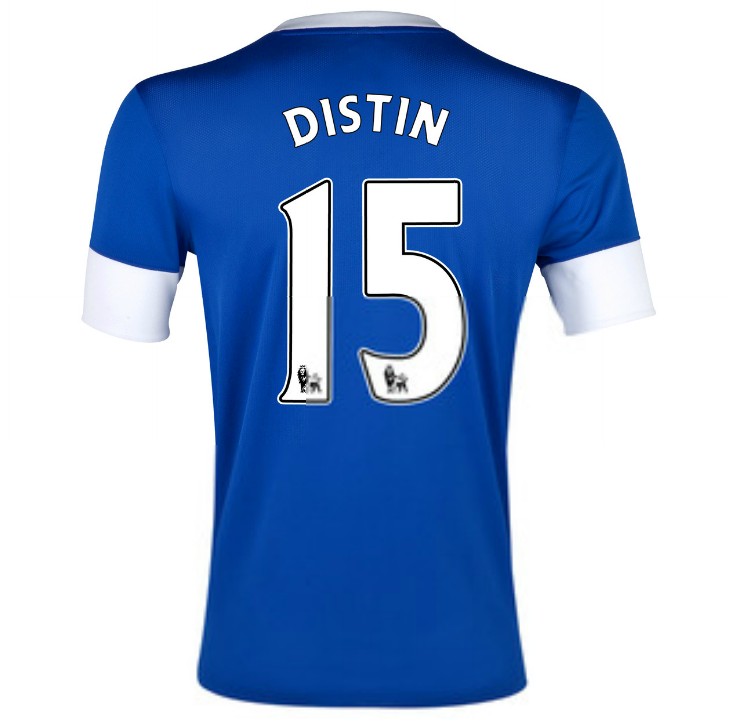 12/13 Everton Home Distin #15 Blue Soccer Jersey Shirt Replica