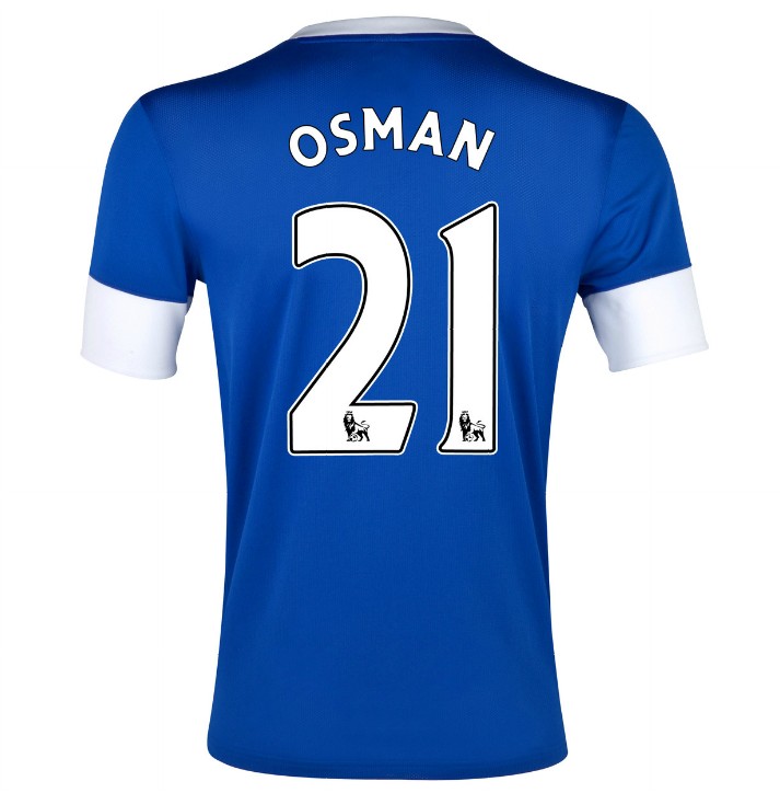 12/13 Everton Home Osman #21 Blue Soccer Jersey Shirt Replica