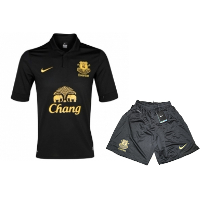 12-13 Everton Away Black Soccer Jersey Kit(Shirt+Short)