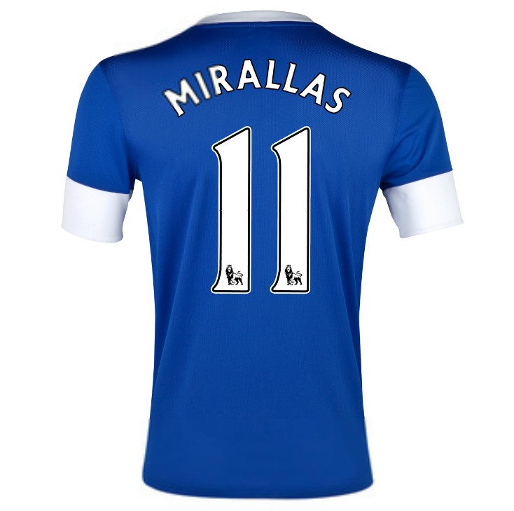 12/13 Everton Home Mirallas #11 Blue Soccer Jersey Shirt Replica